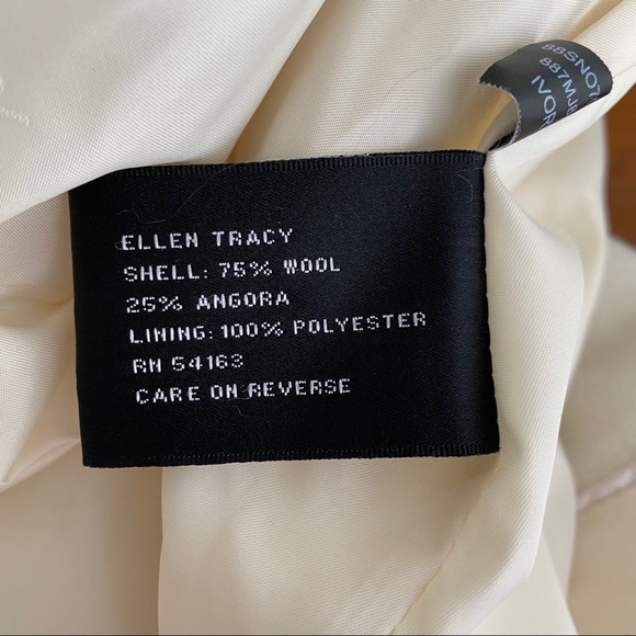 Ellen Tracy Ivory Wool Winter Dress Coat SZ 10 - Picture 9 of 10